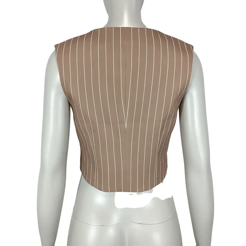 Retrofete Pinstriped Oak Eggshell Angelina Vest Size S NWT